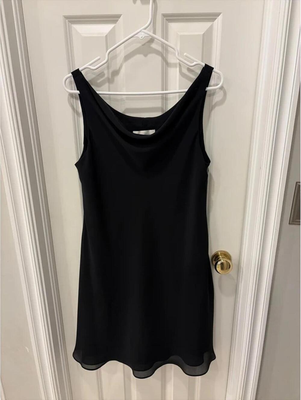 Vintage 90s LBD by Casual Corner black cowl neck slip dress, size 14
